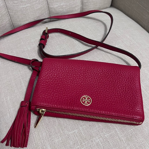 Tory Burch Handbags - Tory Burch Red Robinson Mini Foldover Tassel Crossbody Bag